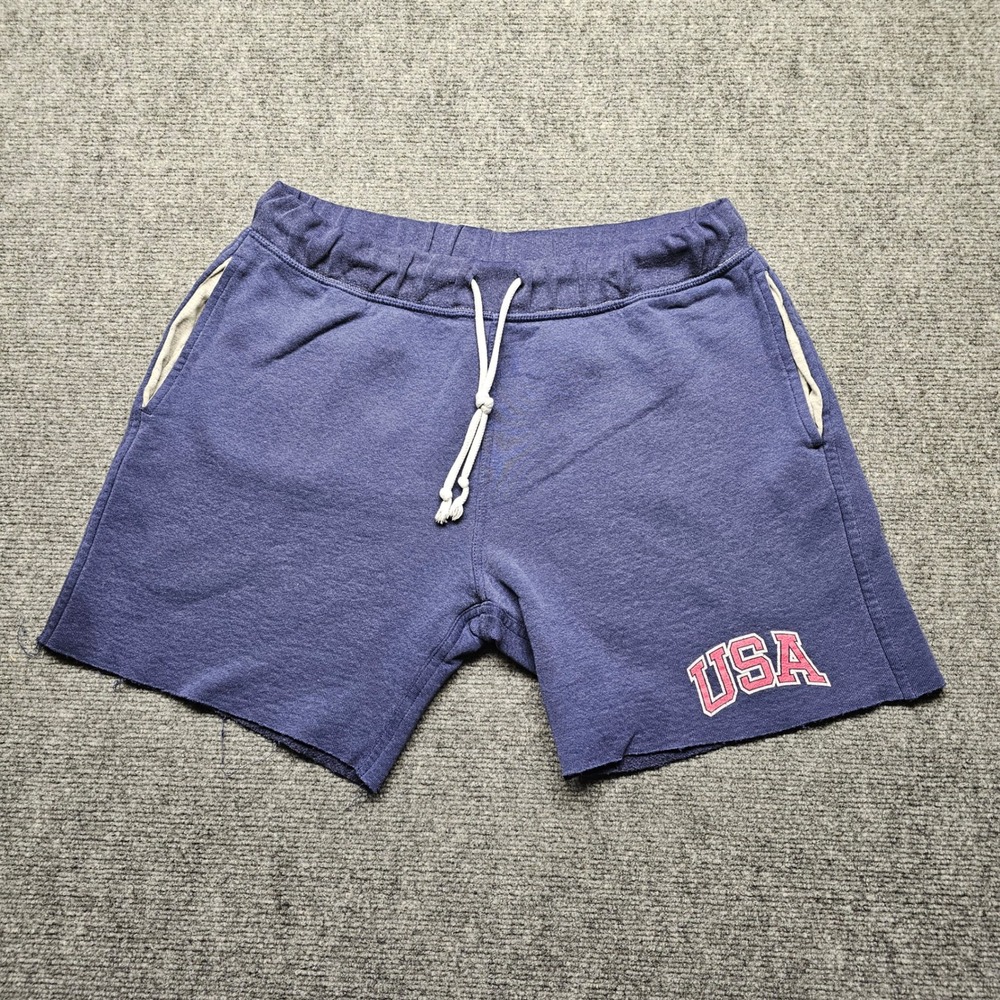 Chubbies USA Sweat Shorts Navy Blue Heather 7 Inch Inseam Raw Hem Mens Medium